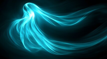 Fototapeta premium Turquoise abstract design with flowing lines.