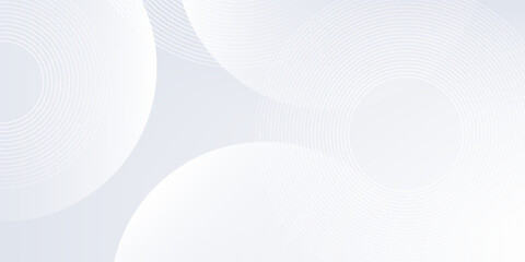 Vector white background with white circle lines. Digital future technology concept background