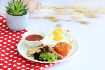 breakfast with bread and milk