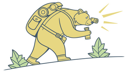 Obraz premium Charming SVG of a Curious Bear, styled in a Forest adventure theme with Evergreen Trails hues