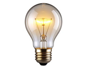   3D Light Bulb Icon with Soft Glow Effect, Angled Perspective, Realistic Style, Isolated PNG