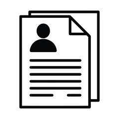 CV Resume Icon – Black and Gray Line Vector Illustration for Job Application and Candidate Profile
