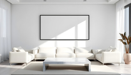 Modern minimalist living room design bright space interior photography contemporary style wide angle aesthetic appeal