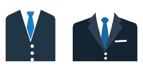 Men’s Suit Icon Set – Business Blazer and Tie Vector Illustration for Fashion and Formal Wear