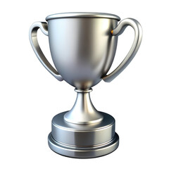 3d render of silver trophy cup isolated on transparent background