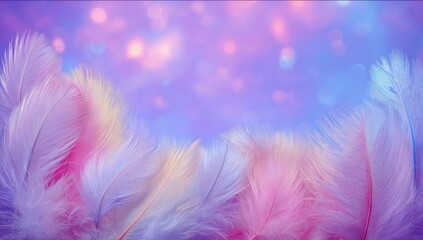 Obraz premium Delicate pastel feathers in a soft, blurred background.