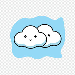 Cute Smiling Clouds with Blue Background