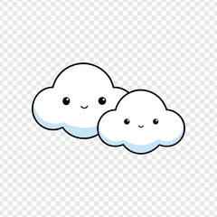 Cute Cartoon Clouds with Smiles