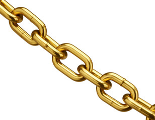 Fototapeta premium Single Gold Chain Link Segment with Realistic Shadowing, Isolated on Transparent Background.