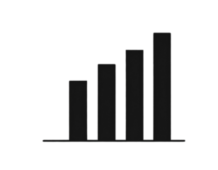  Flat Bar Graph Icon with Three Vertical Bars, Front View, Minimalist Style, Transparent PNG