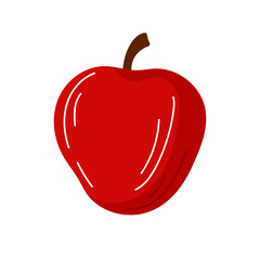 Red apple fruit logo in flat style isolated on a white background.