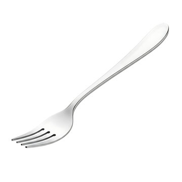 Shiny metal fork isolated on transparent background
