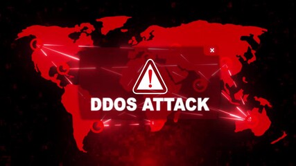 DDOS Attack Alert Warning Message Attack on Screen. Wire Frame World map Radar Network Glitch Distortion. Login, Password and Progress Bar Futuristic UI Elements HUD. Computer Hacking Concept. - Powered by Adobe