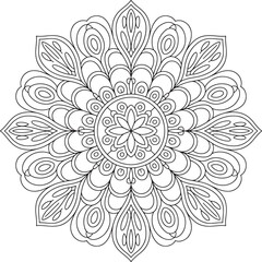 Meditative mandala circle silhouette line art royalty free premium quality
