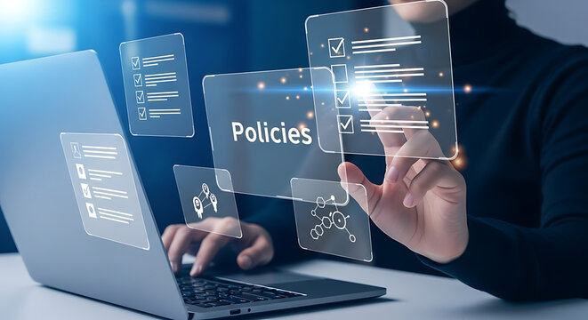 Business Professional Reviewing Virtual Document Interface