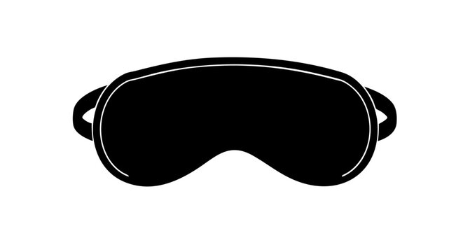 A black sleep mask on a plain background.