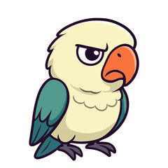 Illustration of a cartoon lovebird with an angry expression