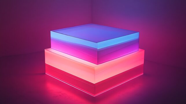 Plyo box made of glowing geometric layers