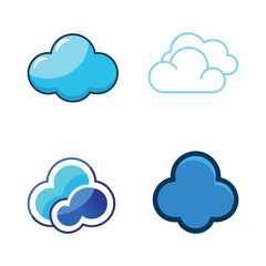 Fototapeta premium Stylized Cloud Illustration Isolated on White Background – Modern Weather Icon or Design Element