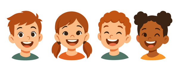 Adorable kids happy vector illustration cartoon drawing design for poster template smiling boy and girl childhood joyful expression art lifestyle graphic holiday and festival background artwork