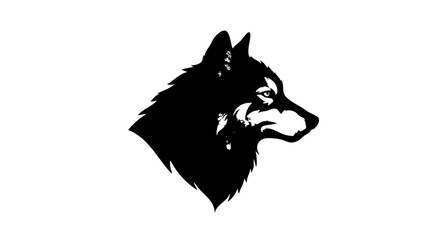 A striking black wolf silhouette against a simple background.