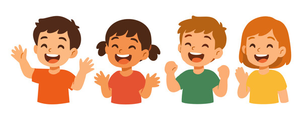 Kids happy expression cheerful boy girl adorable child vector illustration design for poster template flyer background lifestyle school education family childhood learning concept