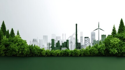 Stunning photo of green industry eco power for sustainable energy environmental friendly low carbon footprint. Green factory industry for good environment ozone air low carbon.