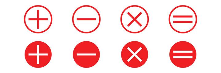 Math symbols plus minus multiply divide equal sign. Minimalist Math Symbols Icon Set – Plus Minus Multiply Equal Black Circle Design. plus, minus icon red green vector design eps 10