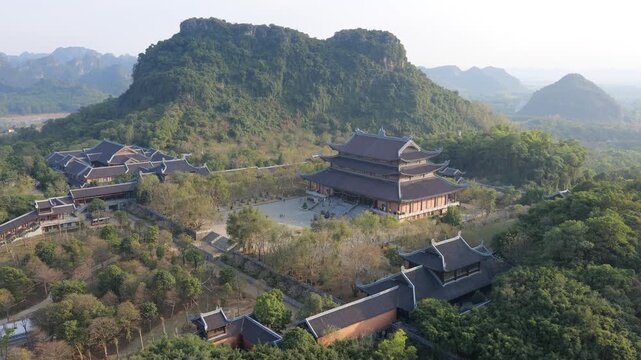 View of Bai Dinh Pagoda Temple in Ninh Binh Vietnam Buddhist Religious Site and Place of Worship