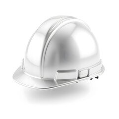 Fototapeta premium Construction helmet, 3D illustration, metallic material, soft reflections, white background. Generative AI