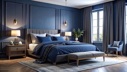 Luxurious blue bedroom interior (1)