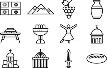 Obraz premium Iconic Georgian Symbols A Collection of Cultural Heritage and National Identity Elements