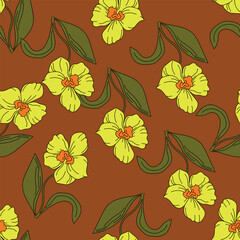 Amazing seamless floral pattern with bright colorful small flowers