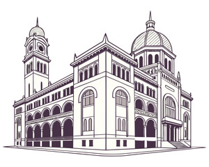 Fototapeta premium Ornate building with dome and tower in a flat design style