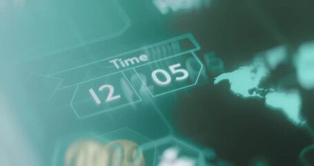 Futuristic digital interface showing the time - Powered by Adobe