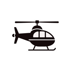 Black silhouette of a helicopter isolated on white background