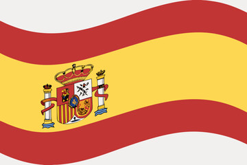 Obraz premium Official Spain flag vector in 3:2 ratio with vivid red and yellow colors, emblem symbolizing national identity and heritage, modern flat illustration style