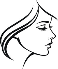 Elegant silhouette of a woman's face in profile depicting beauty and grace suitable for design and branding projects