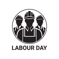 Labour Day Silhouette Vector Illustration, Solid White Background.