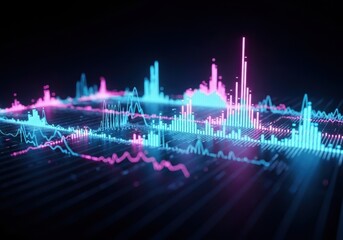 Abstract Neon Data Graph - Stock Market Chart Visualization