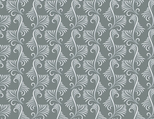Classic and artistic seamless floral pattern featuring elegant scrolling tendrils and delicate leaves