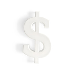 Fototapeta premium Dollar sign money, 3D illustration, glossy plastic material, soft shadows, white background. Generative AI
