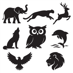 Fototapeta premium set of animals silhouettes