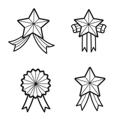 Vintage Art Star Badges Ribbons Black White awards achievements