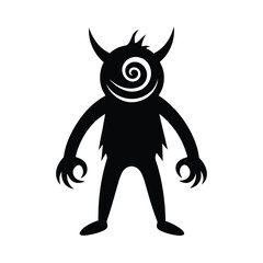 Monster Silhouette Vector Art  illustration, cartoon character, halloween, funny kids icon