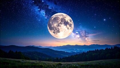 Majestic moonlit mountain landscape