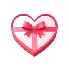Pink Heart Shaped Gift Box With Red Ribbon