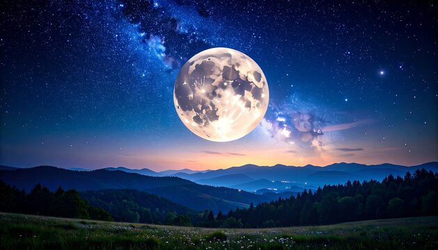 Majestic moonlit mountain landscape