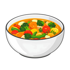Colorful Vegetable Soup In White Bowl