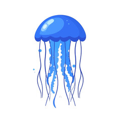 Blue Jellyfish Pixel Art Illustration